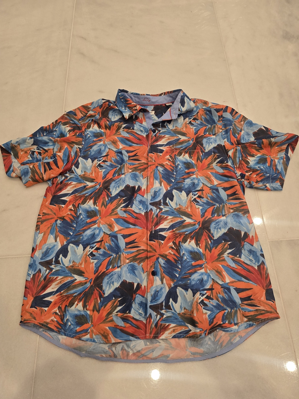 Tommy Bahama Short-Sleeve Tropical Button-Down - Blue & Orange